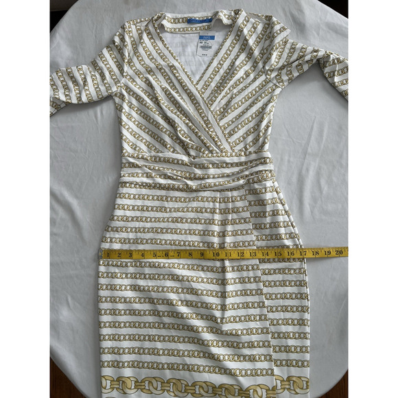 J. McLaughlin Golden Chain Sheath Dress Womens Size XS Ivory Gold Preppy NWT - Picture 8 of 10
